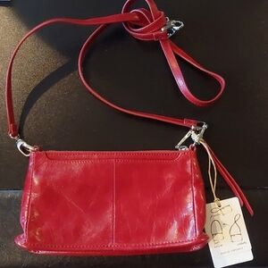 HOBO Cherry Red Leather Crossbody Bag Sleek Design
